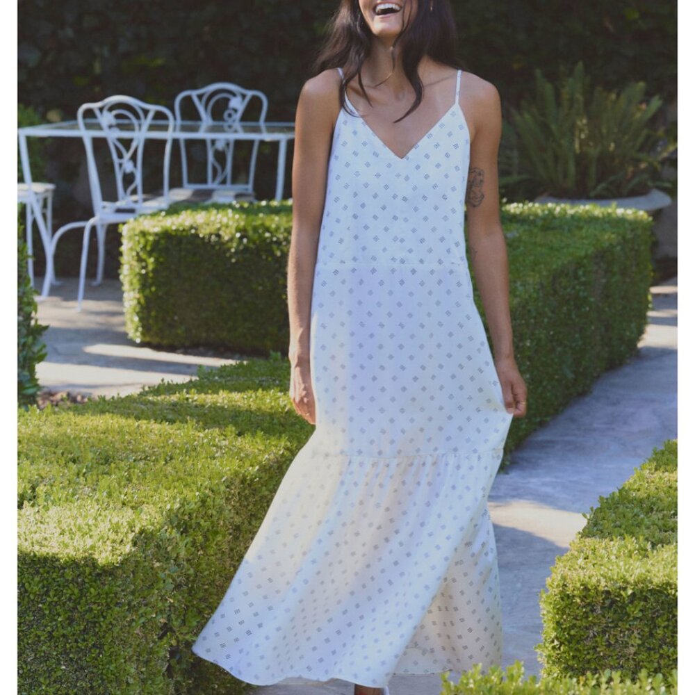 NEW Everlane The Long Weekend Dress in Butterlite Womens 0 Bone Black Dot - Picture 6 of 16